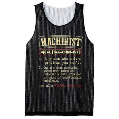 Machinist Funny Dictionary Definition Mesh Reversible Basketball Jersey Tank