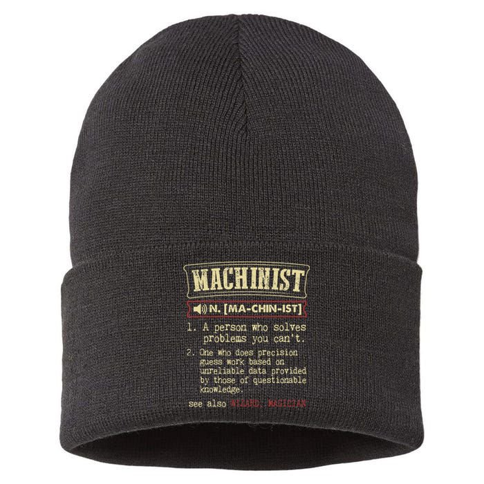 Machinist Funny Dictionary Definition Sustainable Knit Beanie