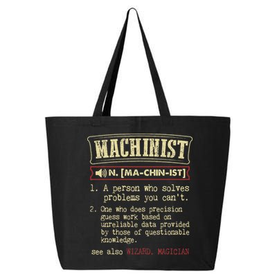 Machinist Funny Dictionary Definition 25L Jumbo Tote