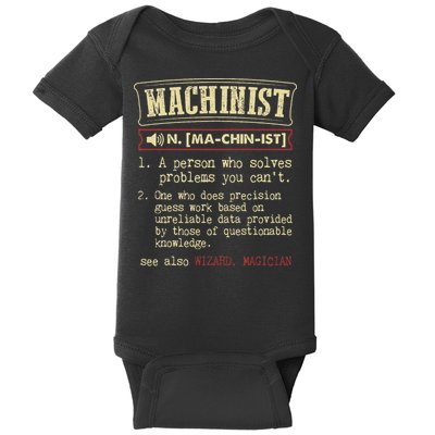 Machinist Funny Dictionary Definition Baby Bodysuit