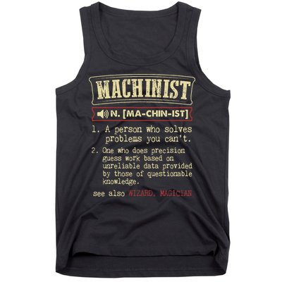 Machinist Funny Dictionary Definition Tank Top