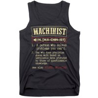 Machinist Funny Dictionary Definition Tank Top