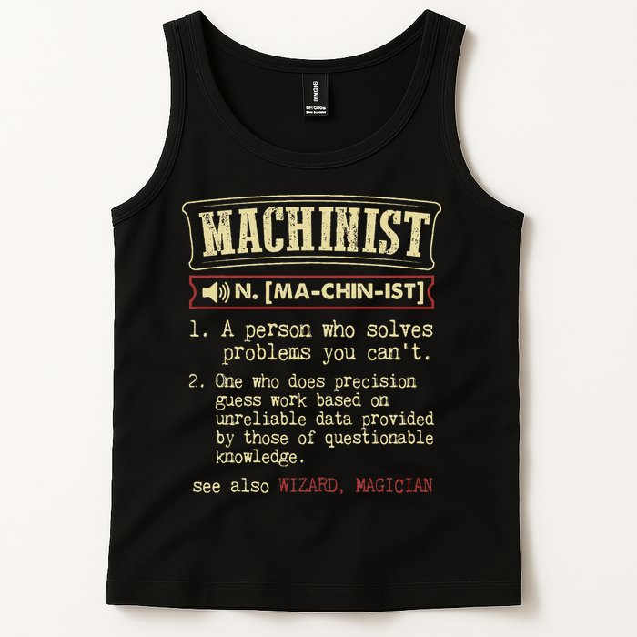 Machinist Funny Dictionary Definition Tank Top