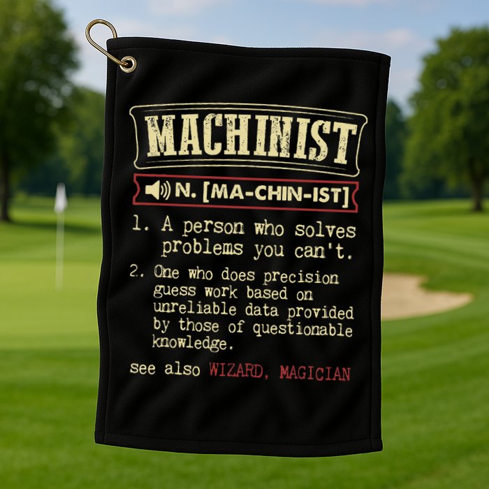 Machinist Funny Dictionary Definition Golf Towel