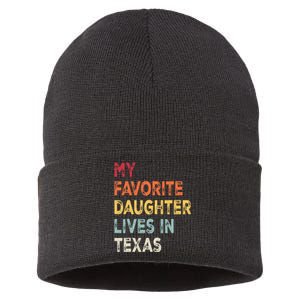 My Favorite Daughter Lives In Texas Funny Family Humor Sustainable Knit Beanie