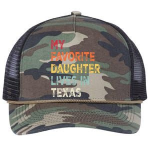 My Favorite Daughter Lives In Texas Funny Family Humor Retro Rope Trucker Hat Cap