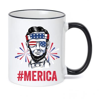 Merica Fireworks Director Lincoln Great Gift 11oz Black Color Changing Mug