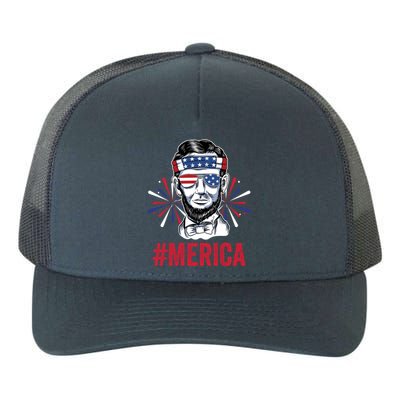 Merica Fireworks Director Lincoln Great Gift Yupoong Adult 5-Panel Trucker Hat