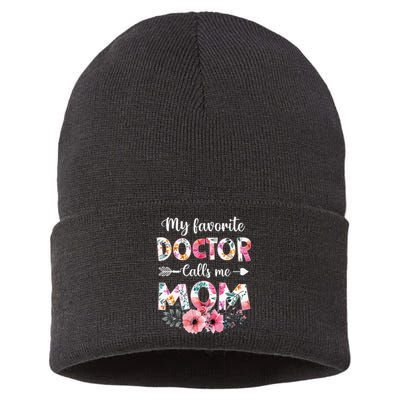 My Favorite Doctor Calls Me Mom gift for Mothers Day Sustainable Knit Beanie