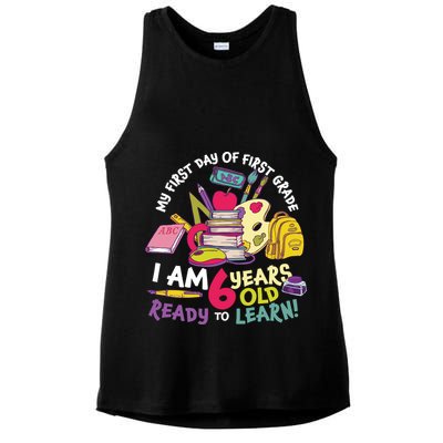 My First Day Of 1st Grade Back To School Ladies PosiCharge Tri-Blend Wicking Tank