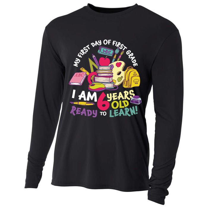My First Day Of 1st Grade Back To School Cooling Performance Long Sleeve Crew