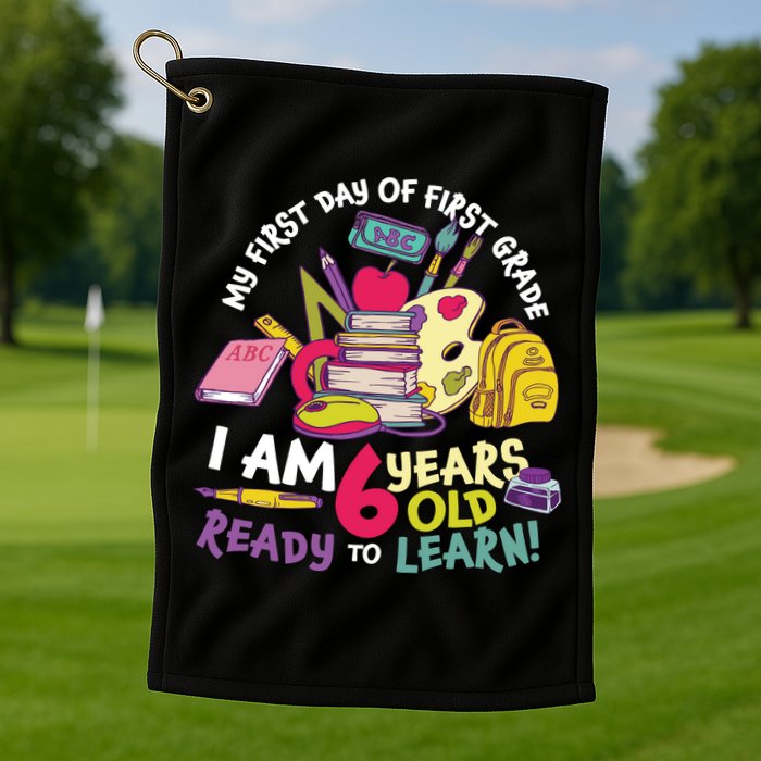 My First Day Of 1st Grade Back To School Golf Towel