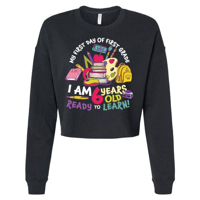 My First Day Of 1st Grade Back To School Cropped Pullover Crew