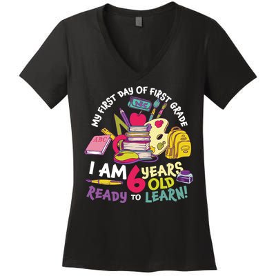 My First Day Of 1st Grade Back To School Women's V-Neck T-Shirt