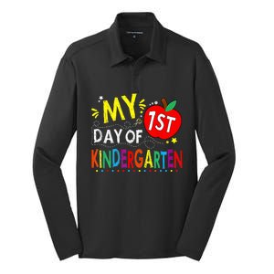 My First Day Of Kindergarten 1st Day Of Kindergarten Silk Touch Performance Long Sleeve Polo