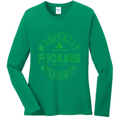 Magically Fucking Delicious Shamrock St. Patricks Day Ladies Long Sleeve Shirt