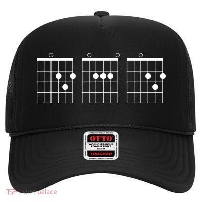 Mens Fathers Day Gift Dad Guitar Chord High Crown Mesh Back Trucker Hat