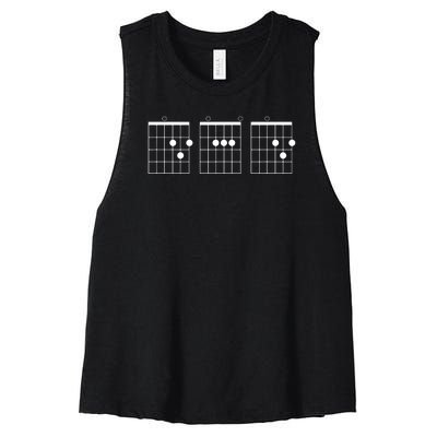 Mens Fathers Day Gift Dad Guitar Chord Women's Racerback Cropped Tank