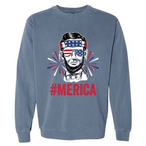 Merica Fireworks Director Lincoln Funny Gift Garment-Dyed Sweatshirt