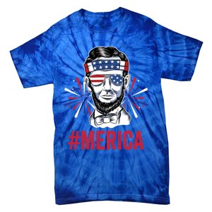 Merica Fireworks Director Lincoln Funny Gift Tie-Dye T-Shirt