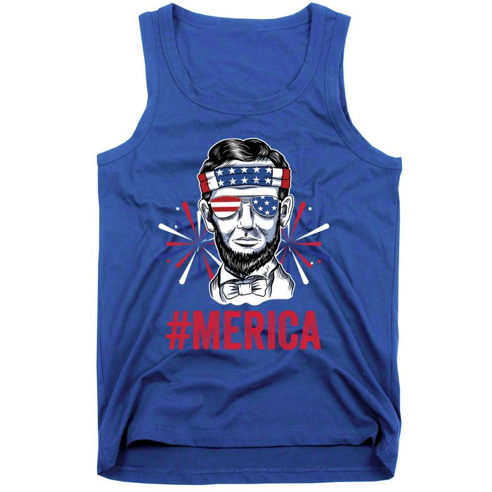 Merica Fireworks Director Lincoln Funny Gift Tank Top