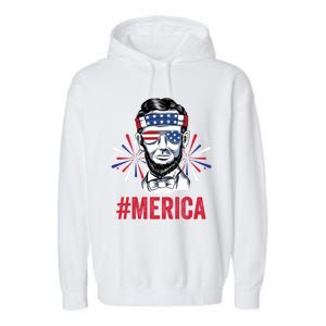 Merica Fireworks Director Lincoln Funny Gift Garment-Dyed Fleece Hoodie