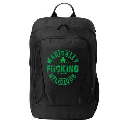 Magically Fucking Delicious Funny Shamrock St. Patricks Day City Backpack