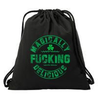 Magically Fucking Delicious Funny Shamrock St. Patricks Day Drawstring Bag