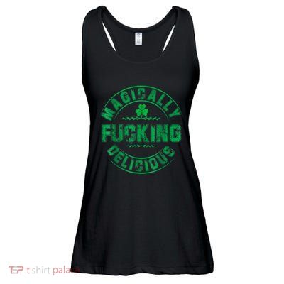 Magically Fucking Delicious Funny Shamrock St. Patricks Day Ladies Essential Flowy Tank