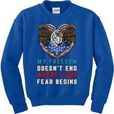 My Freedom Doesn't End Where Your Fear Begins Distressed Gift Kids Sweatshirt