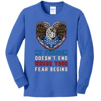 My Freedom Doesn't End Where Your Fear Begins Distressed Gift Kids Long Sleeve Shirt