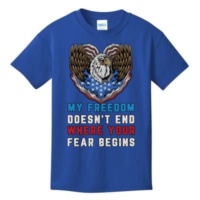 My Freedom Doesn't End Where Your Fear Begins Distressed Gift Kids T-Shirt