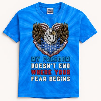 My Freedom Doesn't End Where Your Fear Begins Distressed Gift Kids Tie-Dye T-Shirt