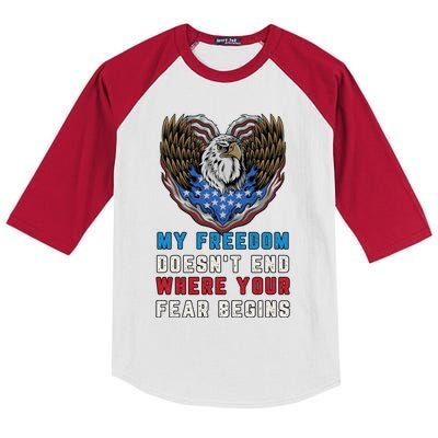 My Freedom Doesn't End Where Your Fear Begins Distressed Gift Kids Colorblock Raglan Jersey