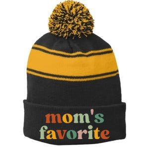 Mama’S Favorite Daughter Favorite Child Stripe Pom Pom Beanie