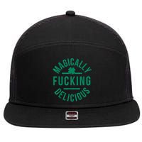 Magically Fucking Delicious Funny Shamrock St. Patrick's Day 7 Panel Mesh Trucker Snapback Hat