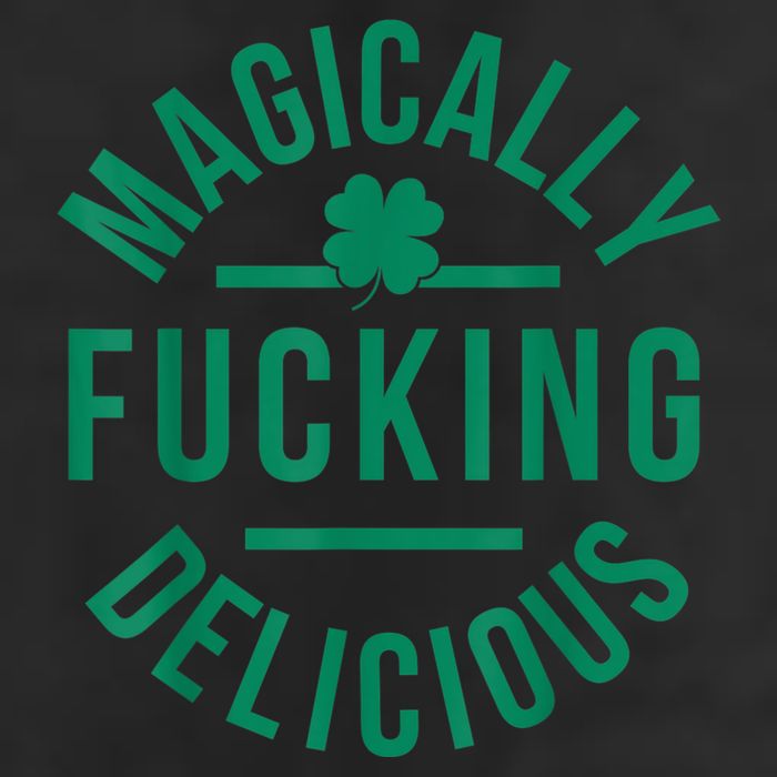 Magically Fucking Delicious Funny Shamrock St. Patrick's Day 7 Panel Mesh Trucker Snapback Hat