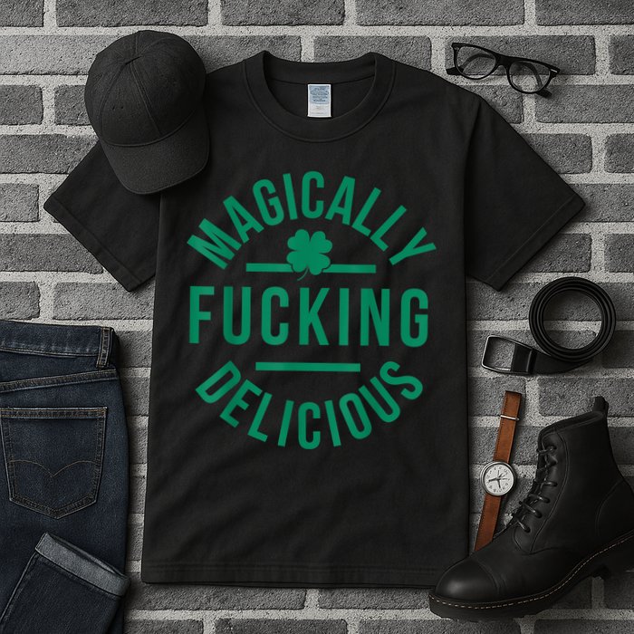 Magically Fucking Delicious Funny Shamrock St. Patrick's Day Tall T-Shirt