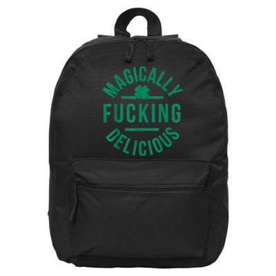 Magically Fucking Delicious Funny Shamrock St. Patrick's Day 16 in Basic Backpack
