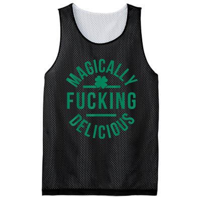 Magically Fucking Delicious Funny Shamrock St. Patrick's Day Mesh Reversible Basketball Jersey Tank