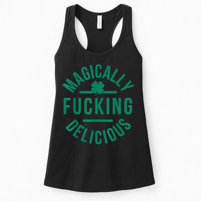 Magically Fucking Delicious Funny Shamrock St. Patrick's Day Womens Tank Top