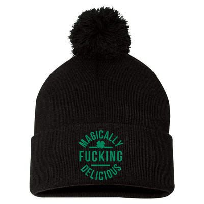 Magically Fucking Delicious Funny Shamrock St. Patrick's Day Pom Pom 12in Knit Beanie