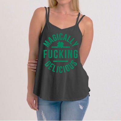 Magically Fucking Delicious Funny Shamrock St. Patrick's Day Women's Strappy Tank