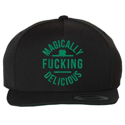 Magically Fucking Delicious Funny Shamrock St. Patrick's Day Wool Snapback Cap
