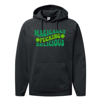 Magically Fucking Delicious, St Patricks Day Funny Drinking Performance Fleece Hoodie