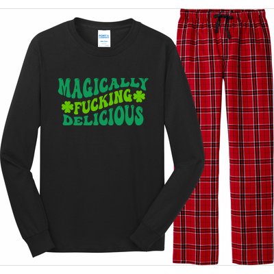 Magically Fucking Delicious, St Patricks Day Funny Drinking Long Sleeve Pajama Set