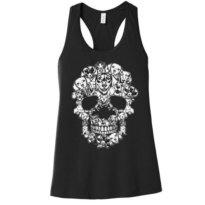 Matching Family Dachshund Dog Skull Costume Halloween Women's Racerback Tank