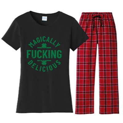 Magically Fucking Delicious, St Patricks Day Funny Drinking Women's Flannel Pajama Set