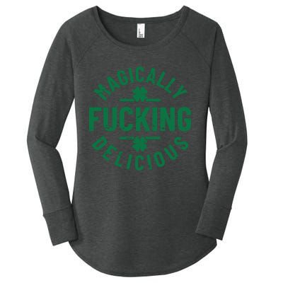 Magically Fucking Delicious, St Patricks Day Funny Drinking Women's Perfect Tri Tunic Long Sleeve Shirt