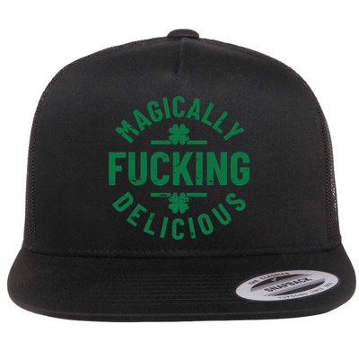 Magically Fucking Delicious, St Patricks Day Funny Drinking Flat Bill Trucker Hat